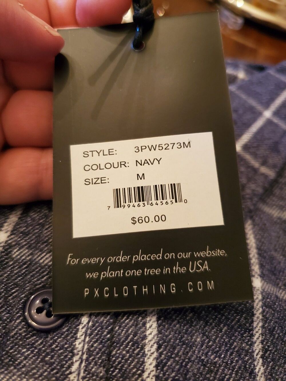 Mens PX Blue Long Sleeve Button Down Shirt Plaid NWT Medium - Picture 7 of 16
